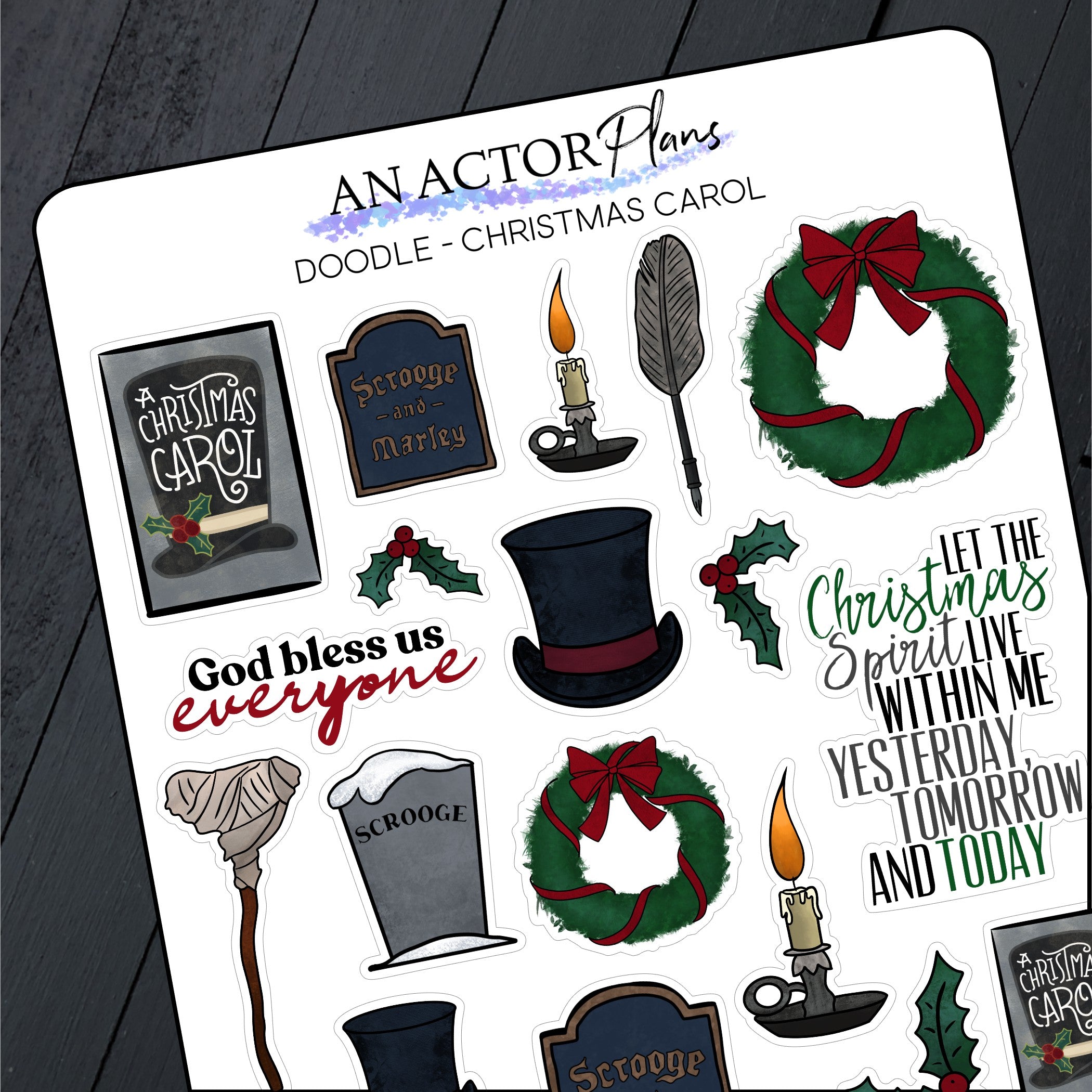 Christmas Carol // Doodle // Sticker Sheet – An Actor Plans